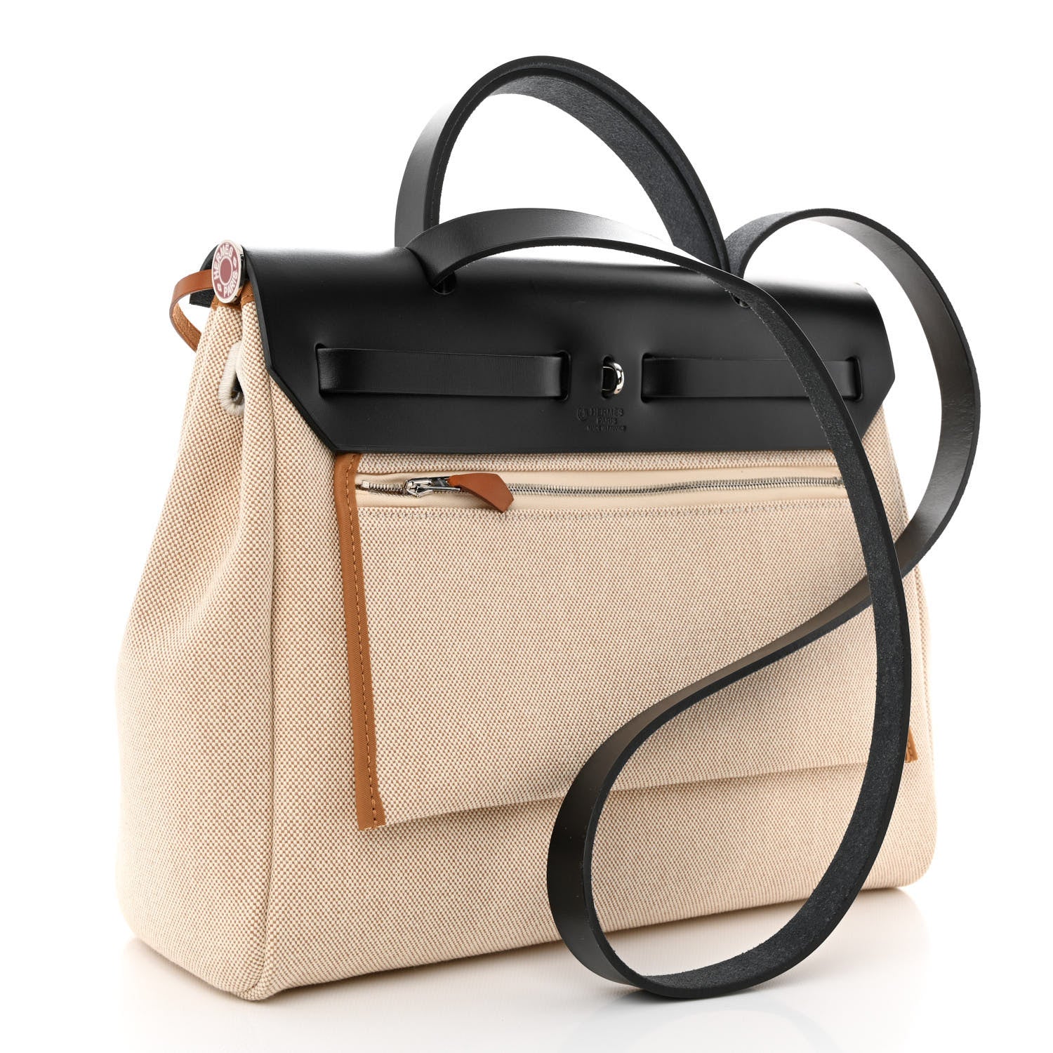 Hermes H Plume Canvas Vache Hunter Horseshoe Laque Circuit 24 Herbag Zip Retourne 31 Black Naturel Ecru 4 of 13