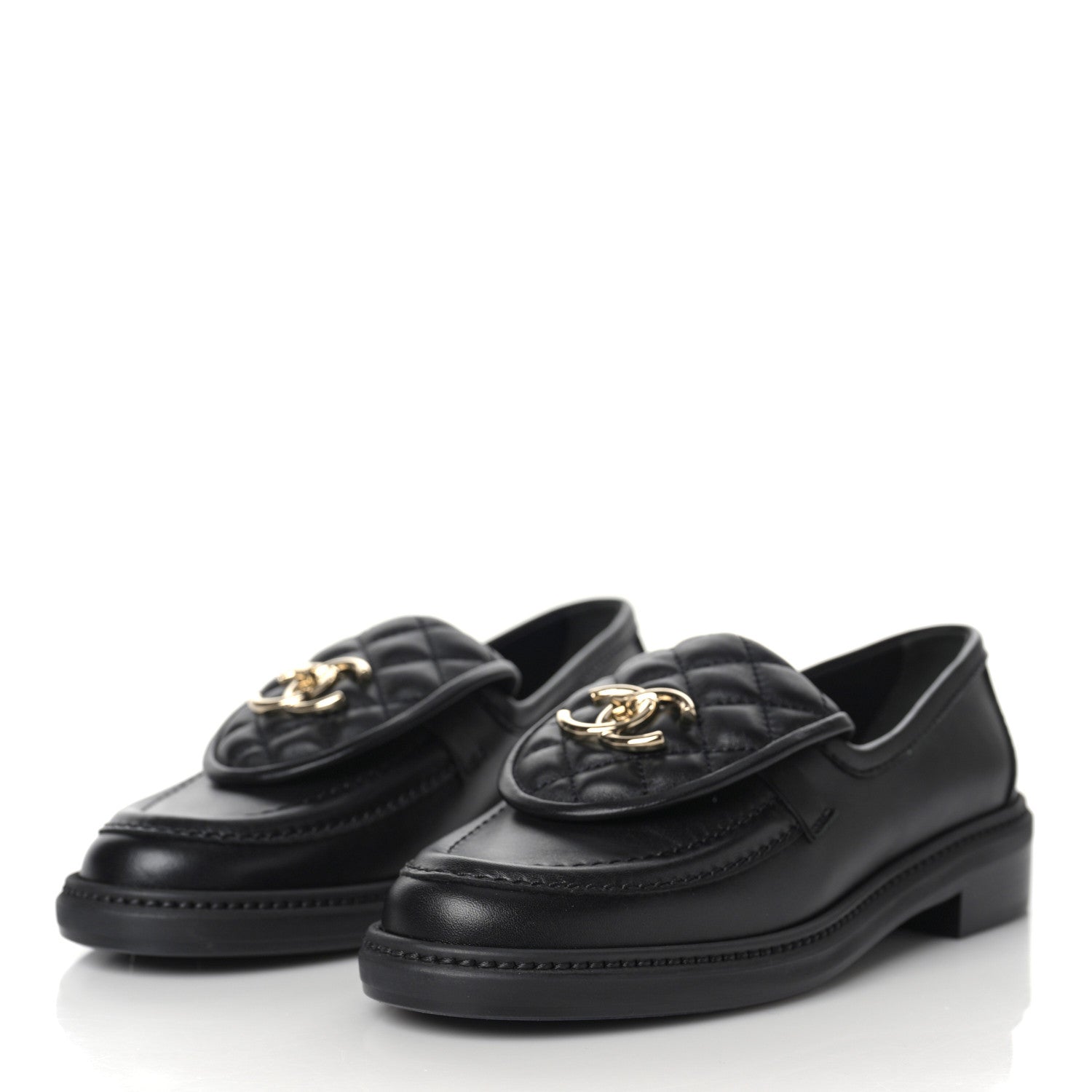 Chanel Lambskin Quilted CC Turnlock Loafers 36 Black 4 of 10