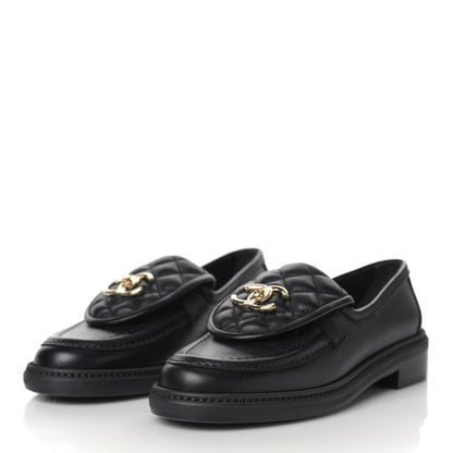 Chanel Lambskin Quilted CC Turnlock Loafers 36 Black 4 of 10