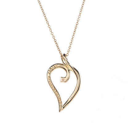 Tiffany 18K Yellow Gold Diamond Open Leaf Pendant Necklace 5 of 7