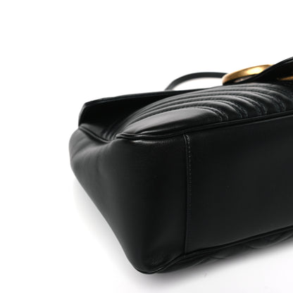 Gucci Calfskin Matelasse Large GG Marmont Shoulder Bag Black 8 of 9