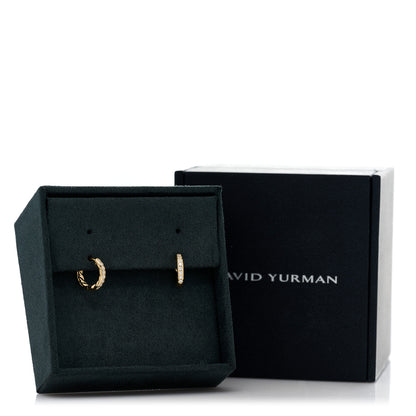 David Yurman 18K Yellow Gold Diamond Sculpted Cable Huggie Hoop Earrings 5 of 5