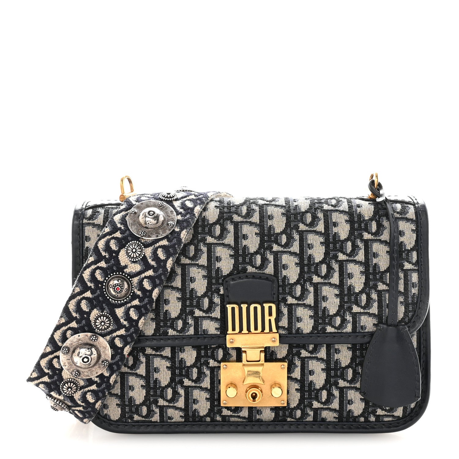 Christian Dior Oblique Small DiorAddict Flap Bag Navy Blue 1835698