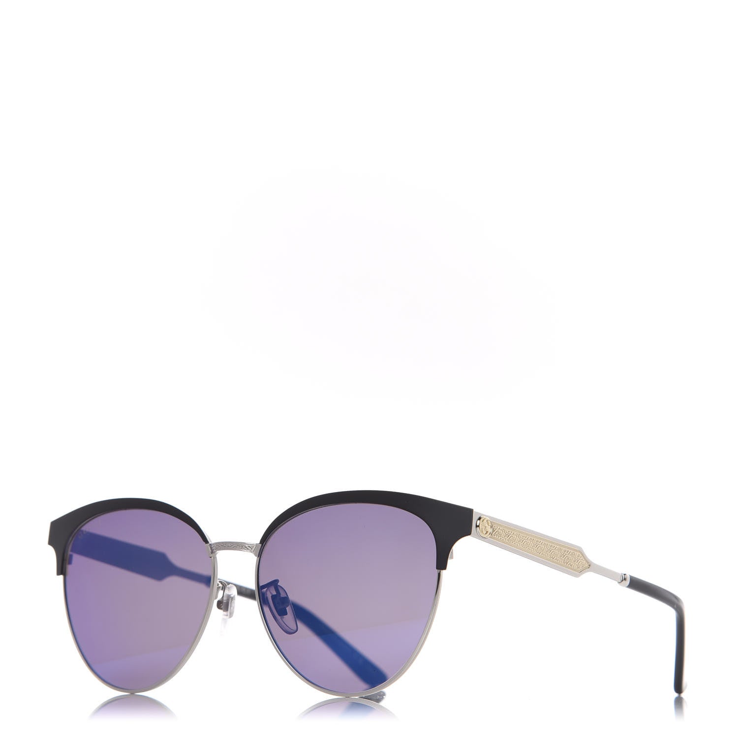 Gucci Round Metal GG0074S Sunglasses Blue Black 1 of 6