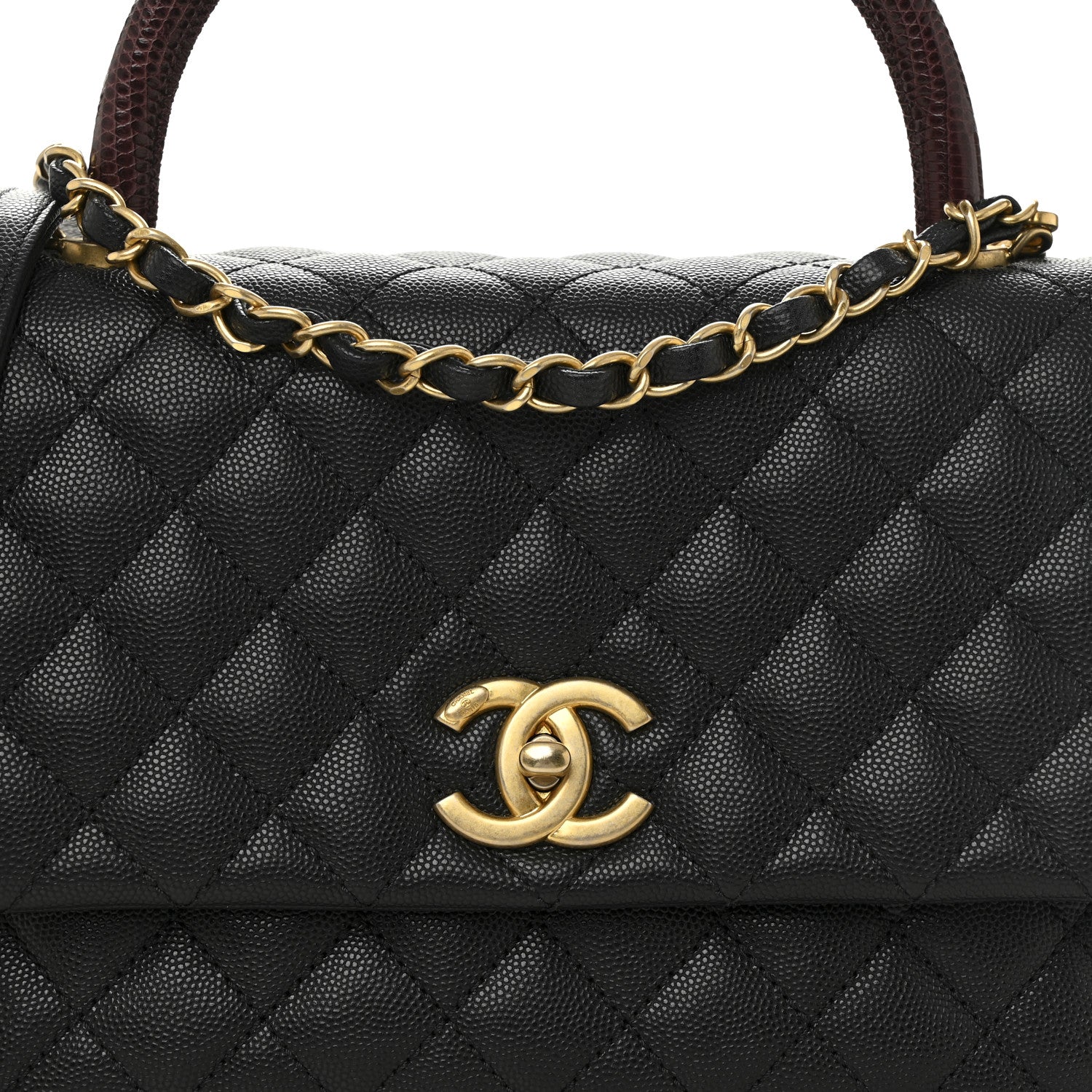 Chanel Caviar Lizard Quilted Small Coco Handle Flap Black 8 of 11