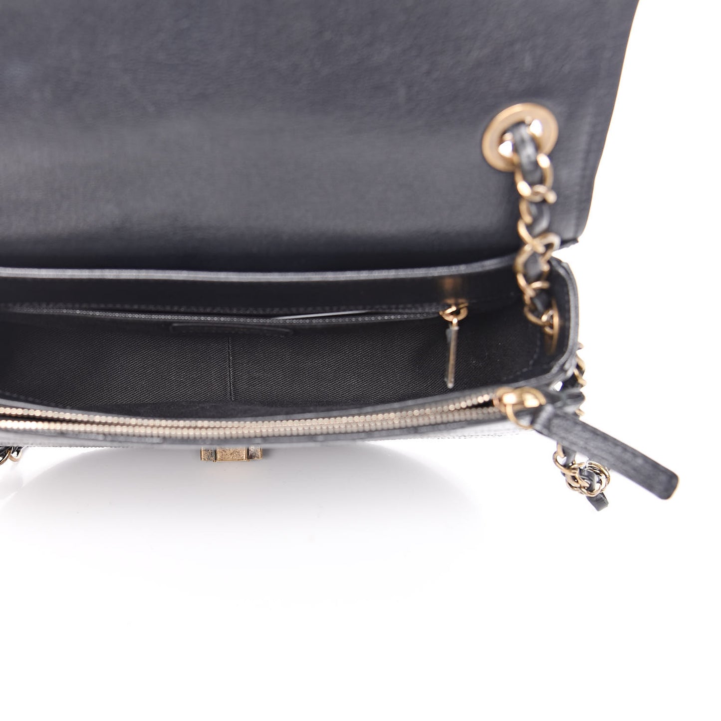 Shiny Calfskin Goatskin Quilted Medium Coco Curve Messenger Flap Black