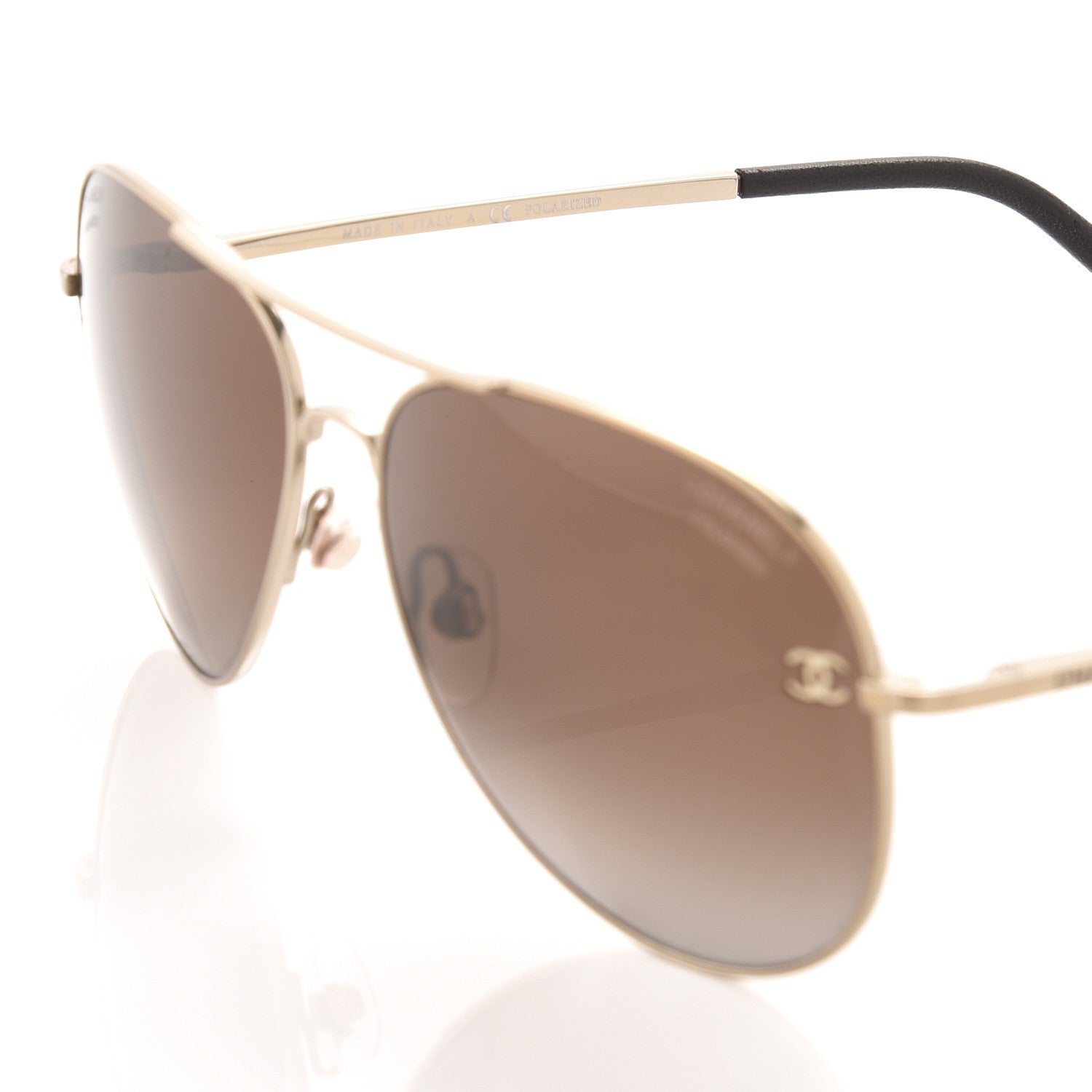 Chanel Polarized CC Aviator Sunglasses 4189-T-Q Pale Gold 6 of 8