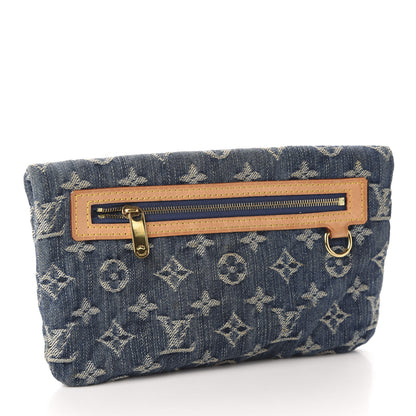 Louis Vuitton Monogram Denim Pochette Plat Clutch Blue 3 of 10