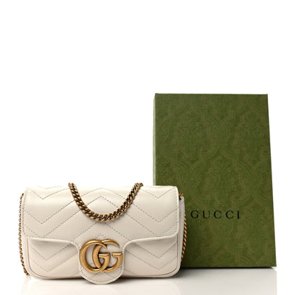 Gucci Calfskin Matelasse Super Mini GG Marmont Shoulder Bag White 10 of 10