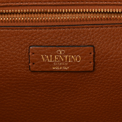 Valentino Garavani Raffia Calfskin Rockstud Tote Naturale Saddle Brown 7 of 12
