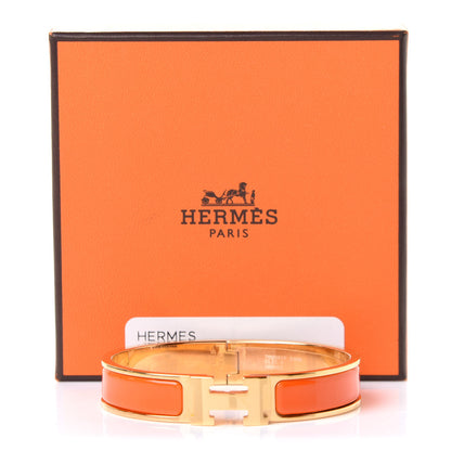 Hermes Enamel Narrow Clic Clac H Bracelet GM Orange 6 of 6
