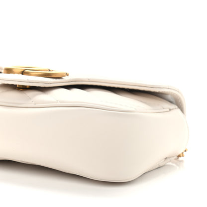 Gucci Calfskin Matelasse Super Mini GG Marmont Shoulder Bag White 9 of 9