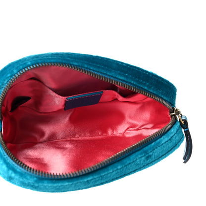 Gucci Velvet Matelasse Embroidered GG Marmont Belt Bag 85 34 Pavone Cyan 5 of 11