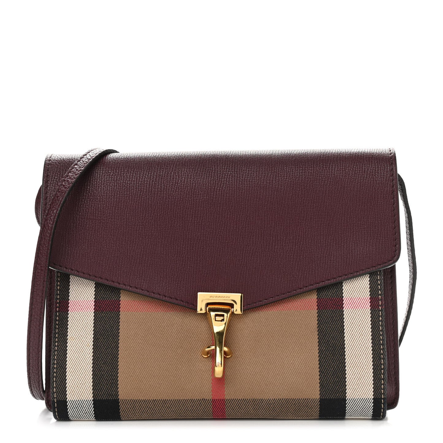 Grainy Calfskin Vintage Check Small Macken Crossbody Bag Crimson