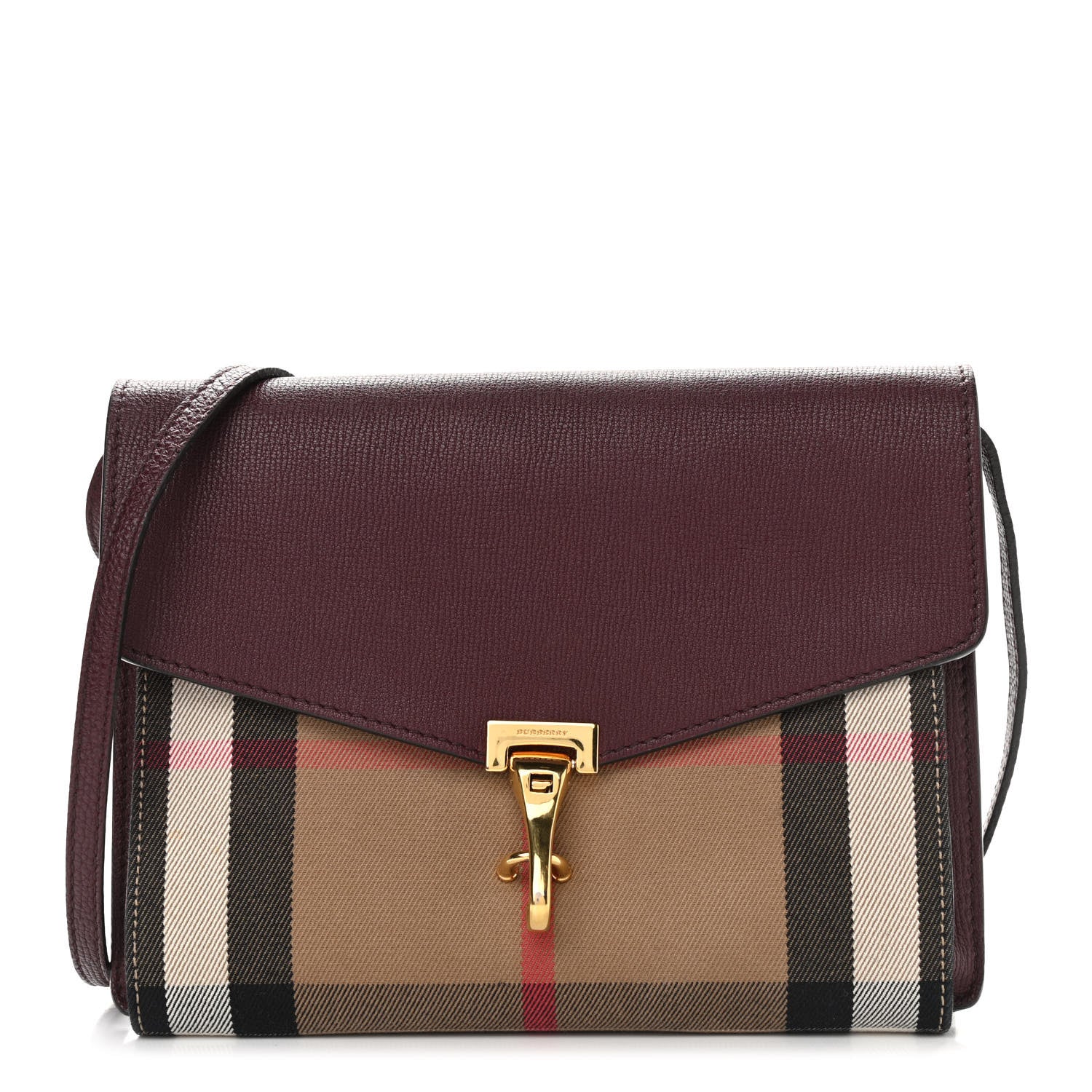 Burberry Grainy Calfskin Vintage Check Small Macken Crossbody Bag Crimson 1 of 14