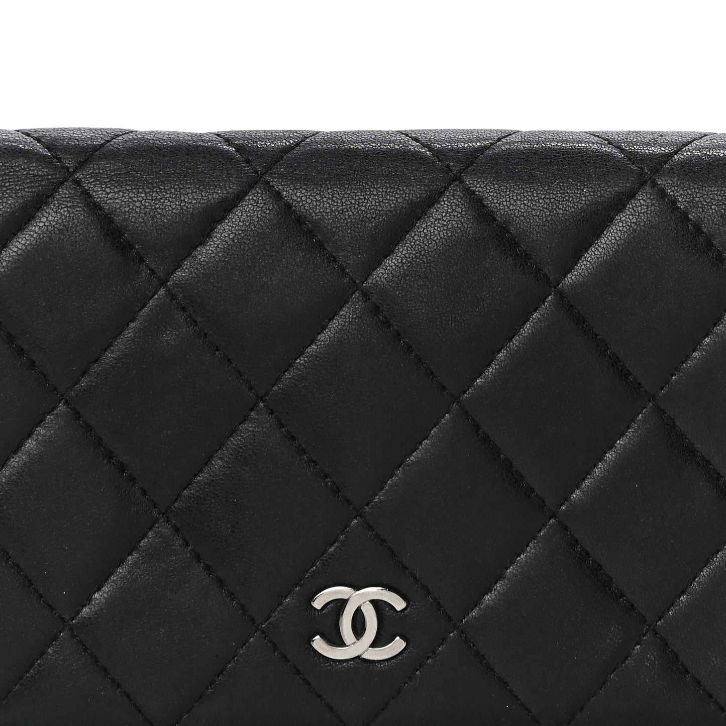 Lambskin Quilted Yen Wallet Black