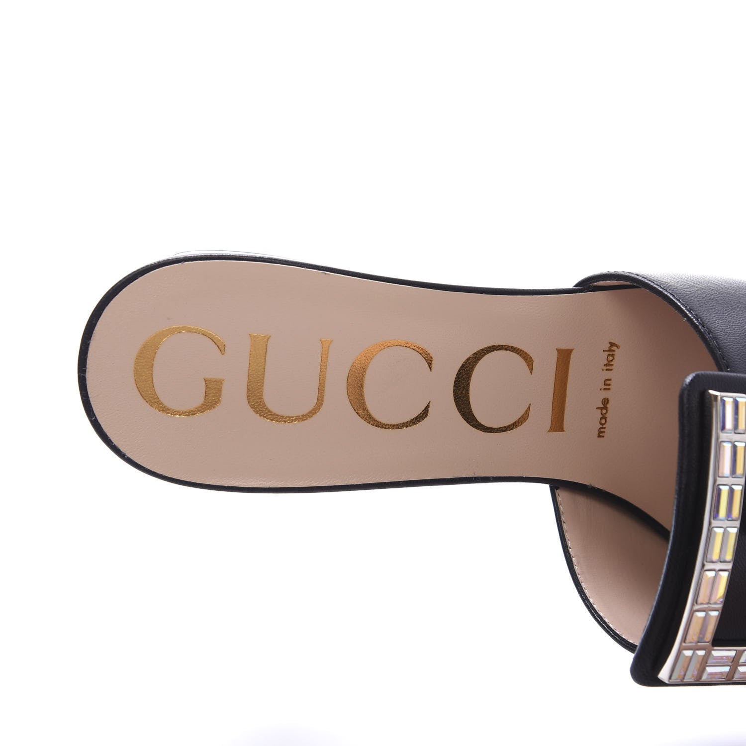 Gucci Malaga Kid Crystal Square G Madelyn Mules 38 Black 7 of 10