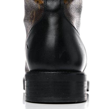 Louis Vuitton Calfskin Monogram Wonderland Flat Ranger Boots 39 Black 13 of 19