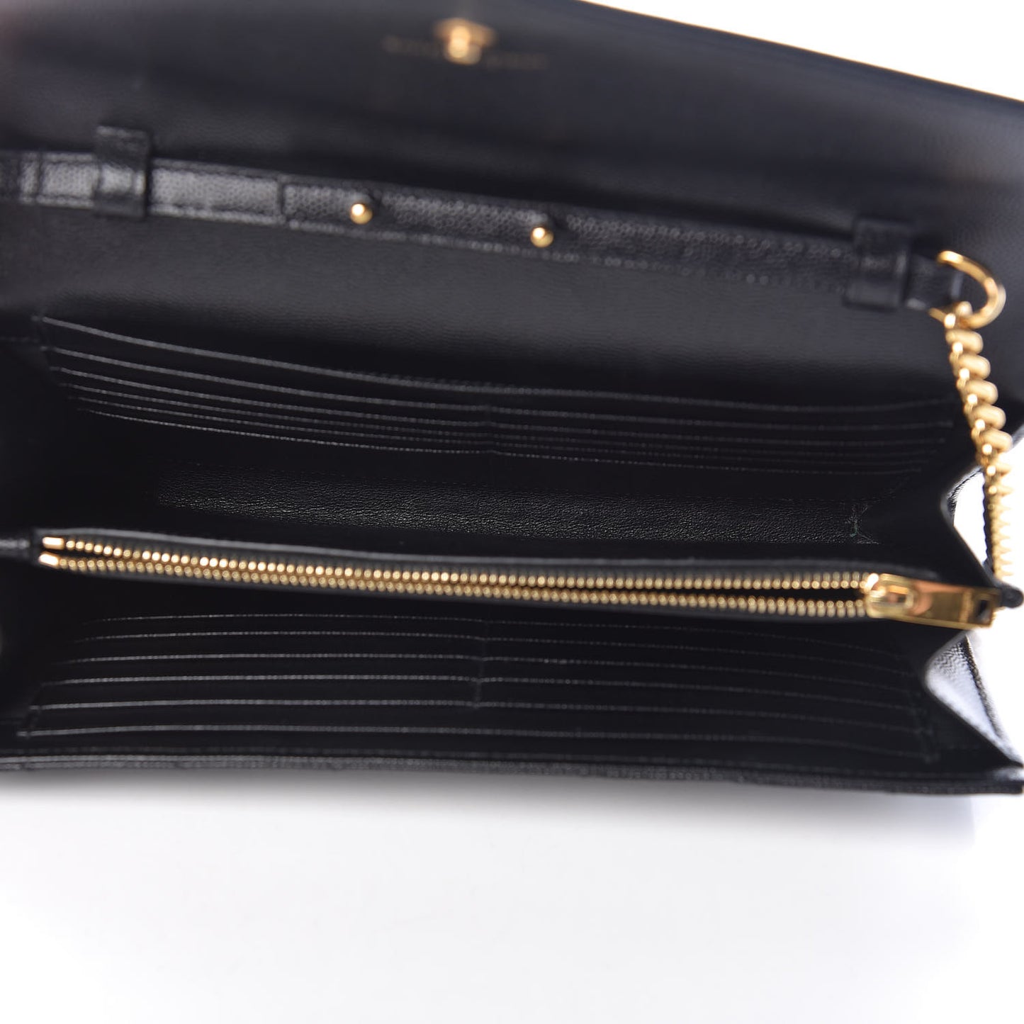 Grain De Poudre Matelasse Chevron Monogram Chain Wallet Black