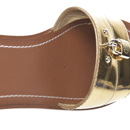 Louis Vuitton Metallic Calfskin Lock It Flat Mule 36 Gold 7 of 12