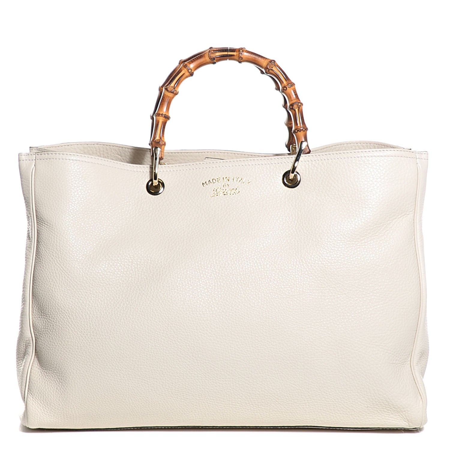 Gucci Calfskin Large Bamboo Shopper Tote Off White 1 of 7