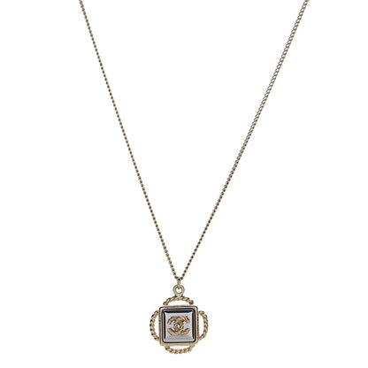 Chanel Mirror Twisted CC Pendant Necklace Gold Dark Grey 1 of 4
