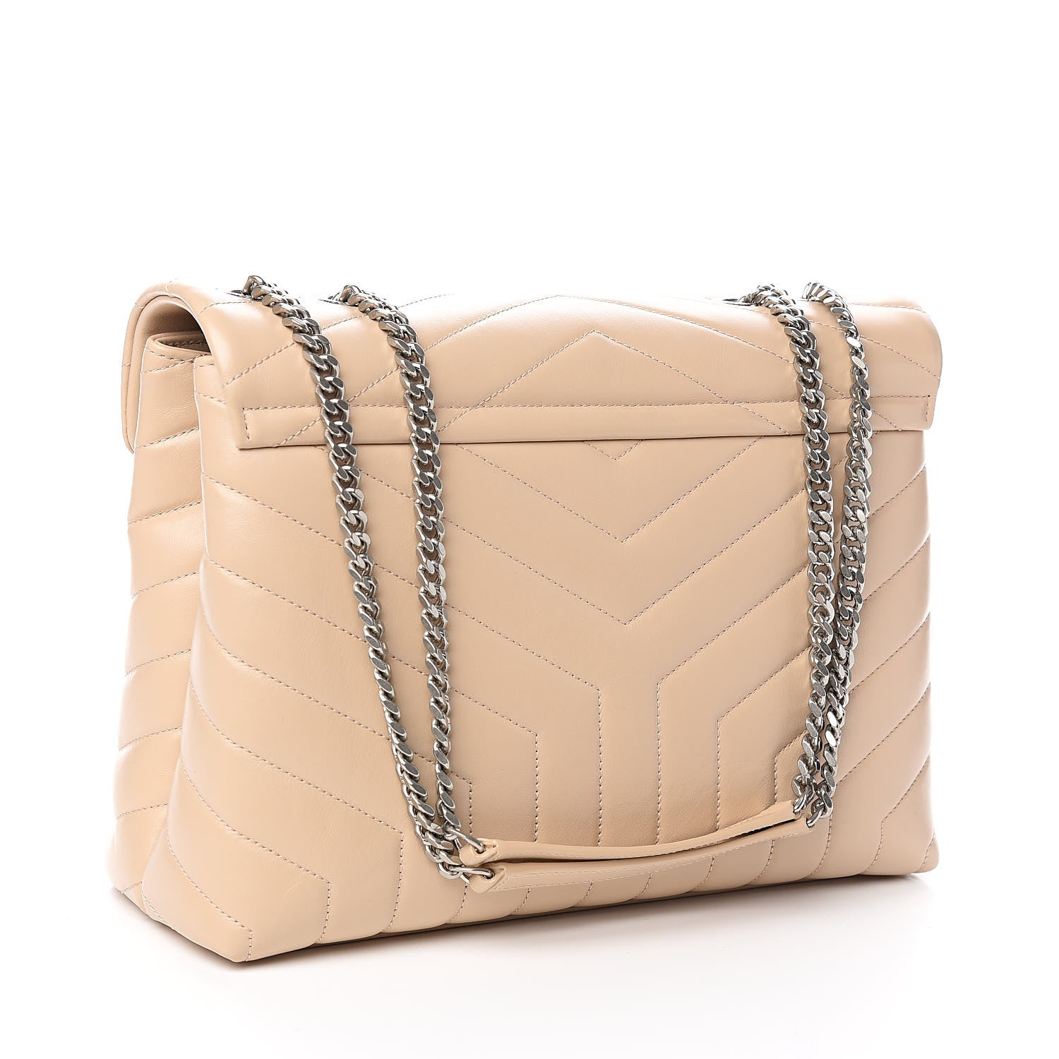 Saint Laurent Calfskin Y Quilted Monogram Medium Loulou Chain Satchel Nude Powder 3 of 11