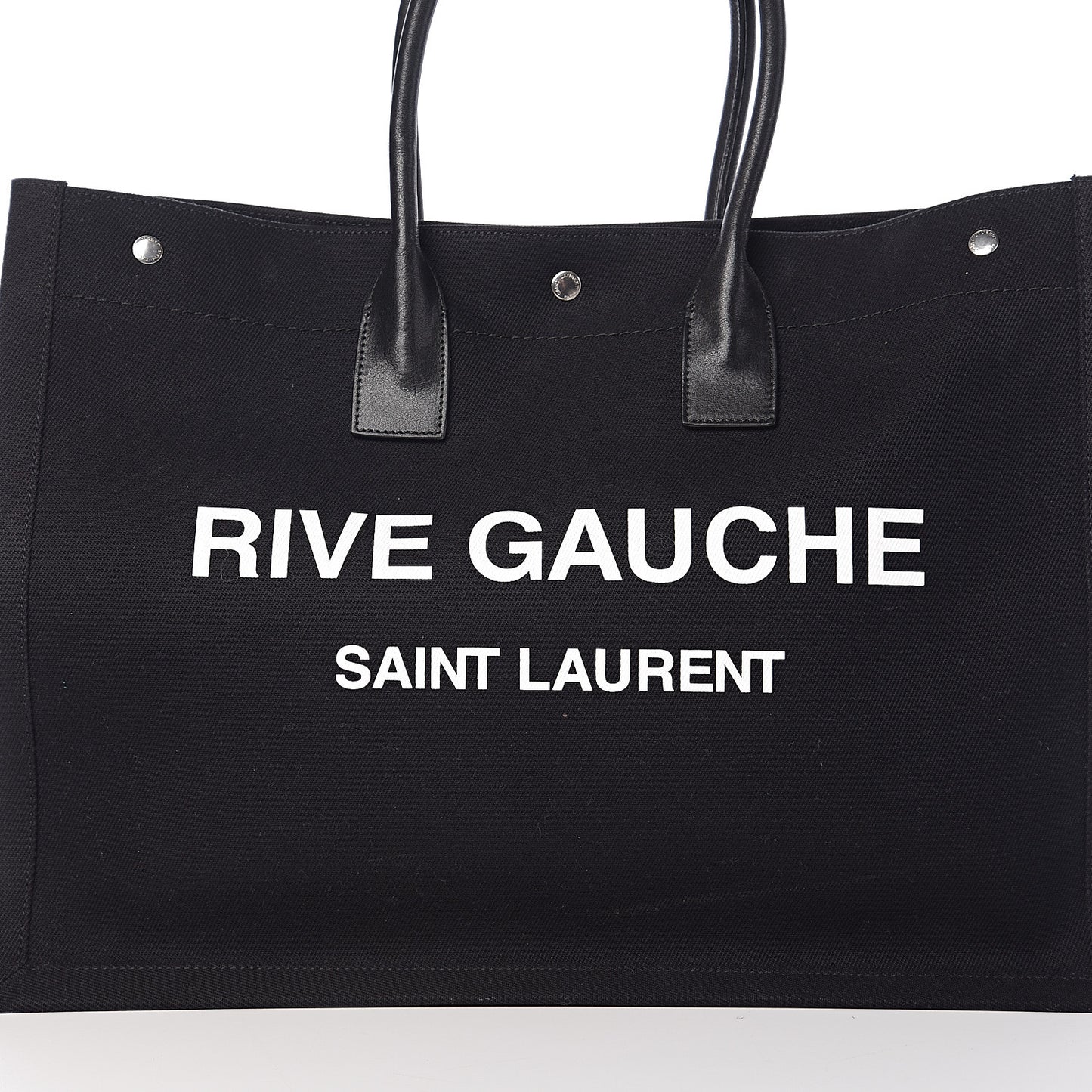 Linen Calfskin Rive Gauche Tote Black