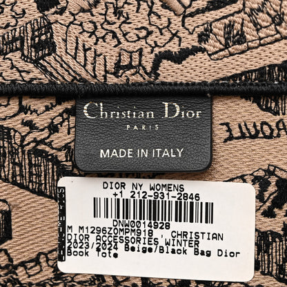 Christian Dior Canvas Embroidered Medium Plan De Paris Book Tote Beige Multi 6 of 11