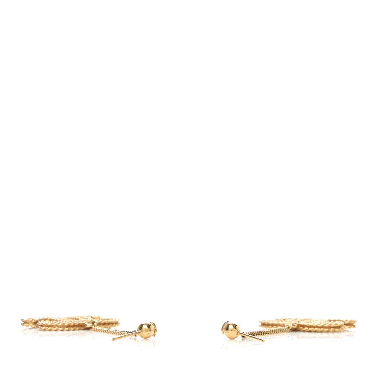 Chanel CC Drop Earrings Matte Gold 3 of 4