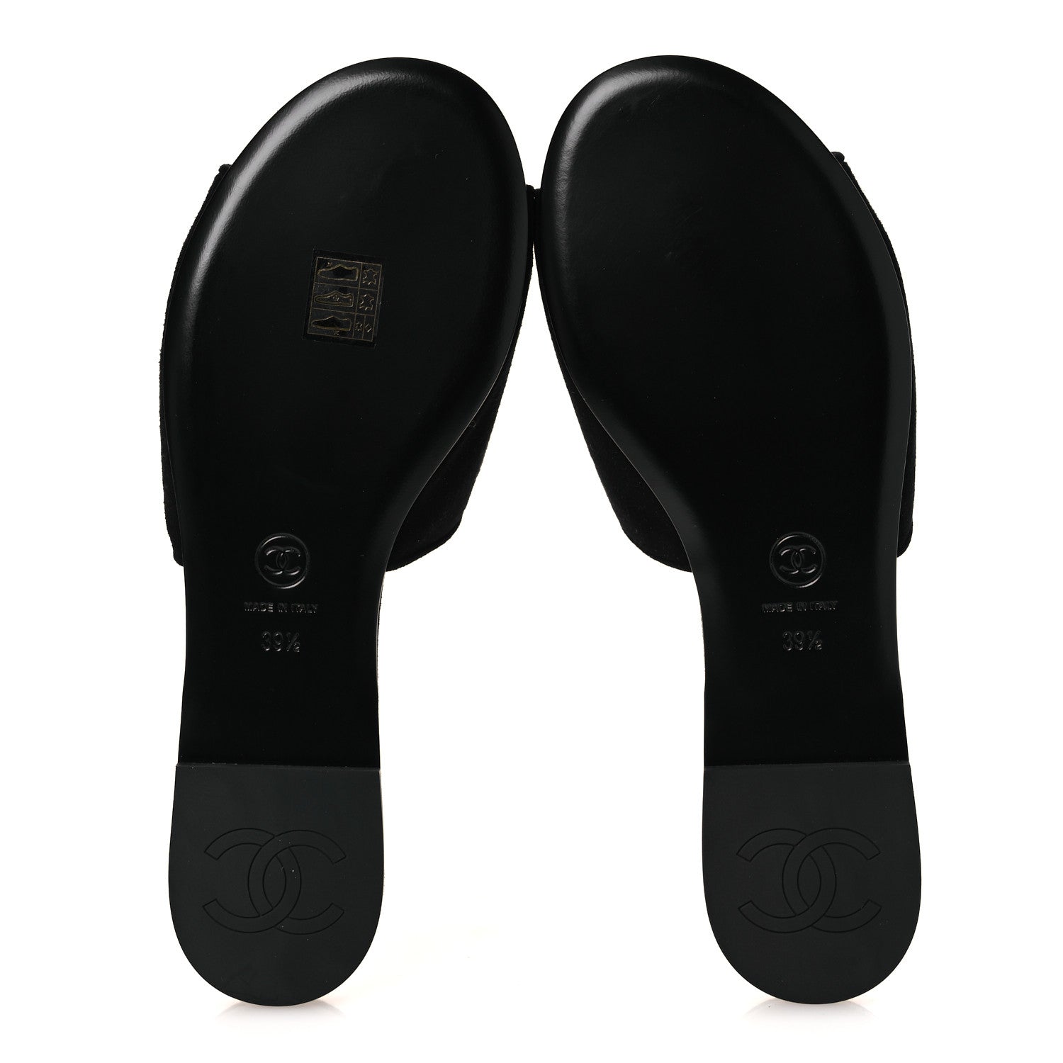 Chanel Suede Kidskin Velcro Crystal CC Mules 38.5 Black 39.5 Black 7 of 11