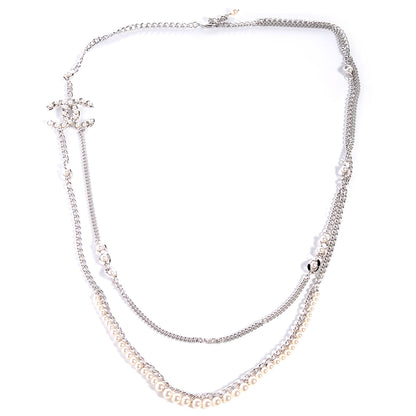 Chanel Pearl CC Long Chain Necklace Silver 3 of 6
