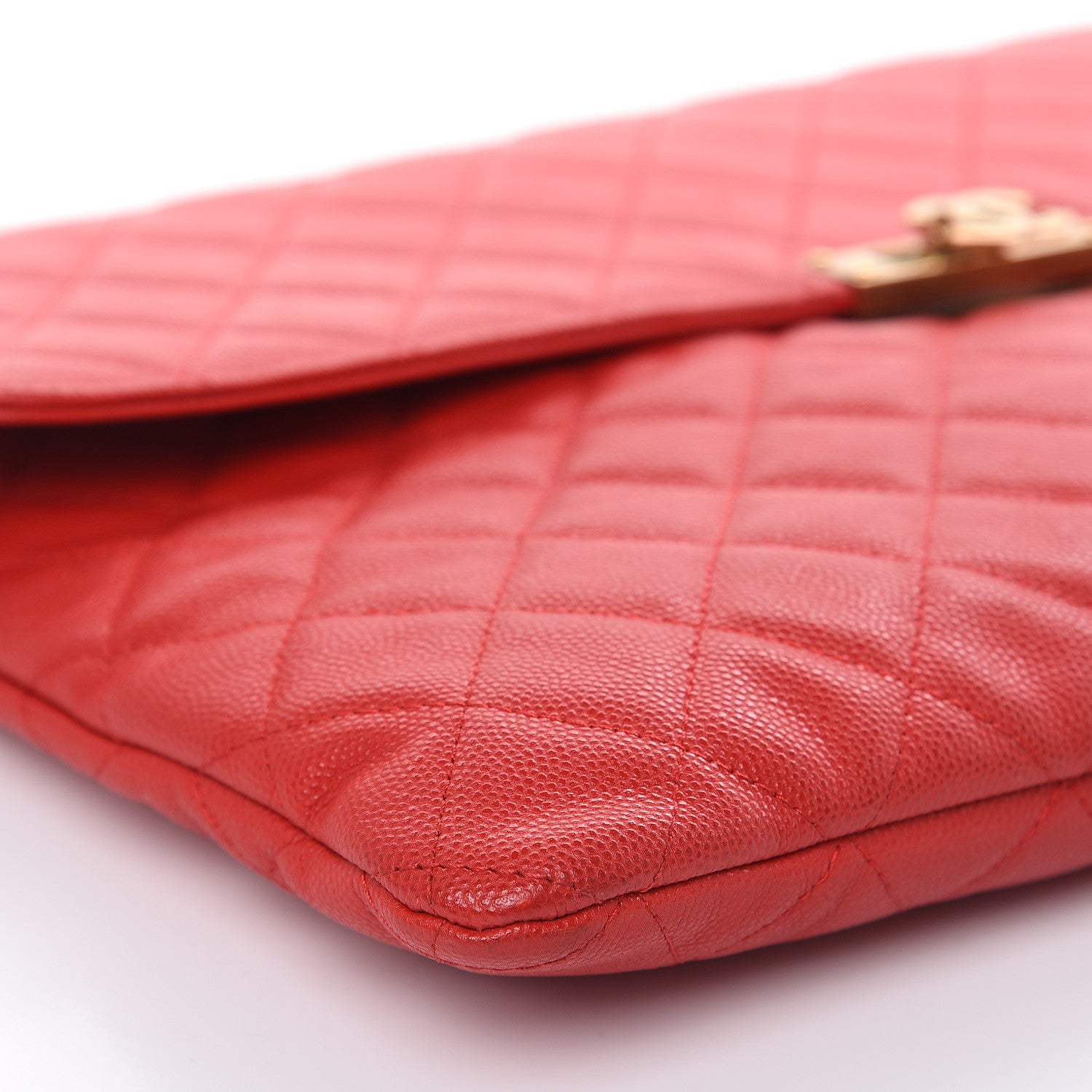 Chanel Caviar Quilted Large Golden Class Pouch Red 11 of 13