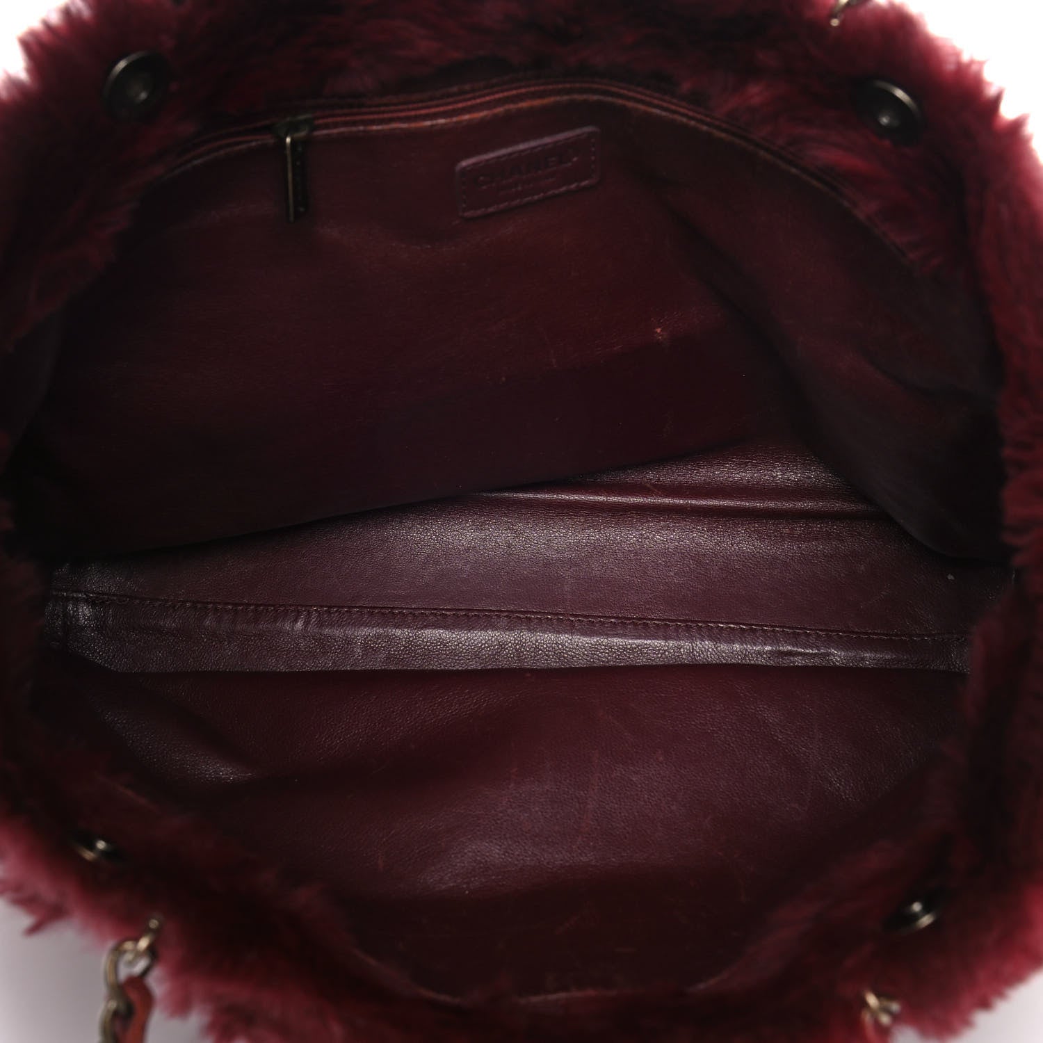 Chanel Rabbit Fur Shoulder Bag Burgundy 5 of 15
