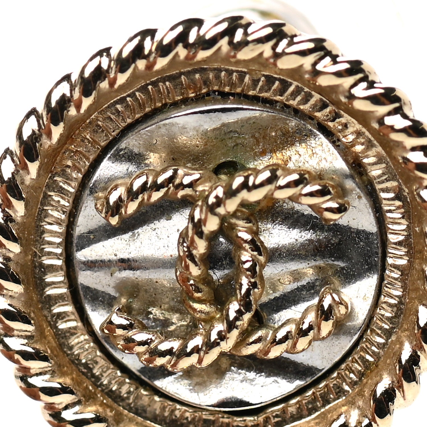 Chanel Twisted CC Round Earrings Gold Silver 3 of 5