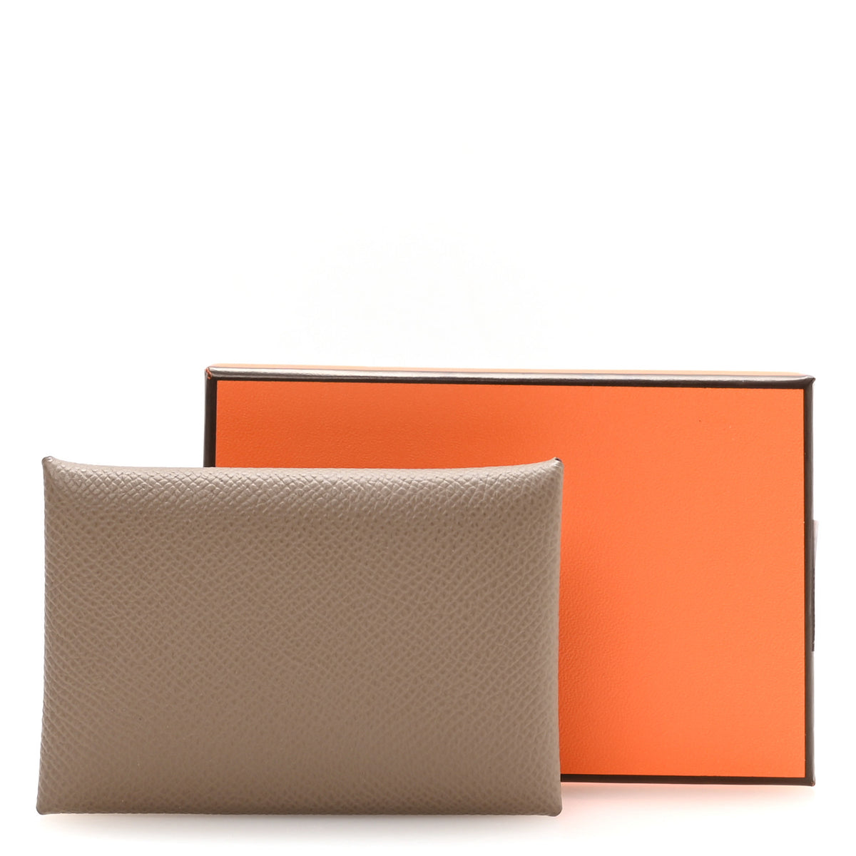 Hermes Epsom Horseshoe Calvi Card Case Etoupe Mauve Pale 8 of 8