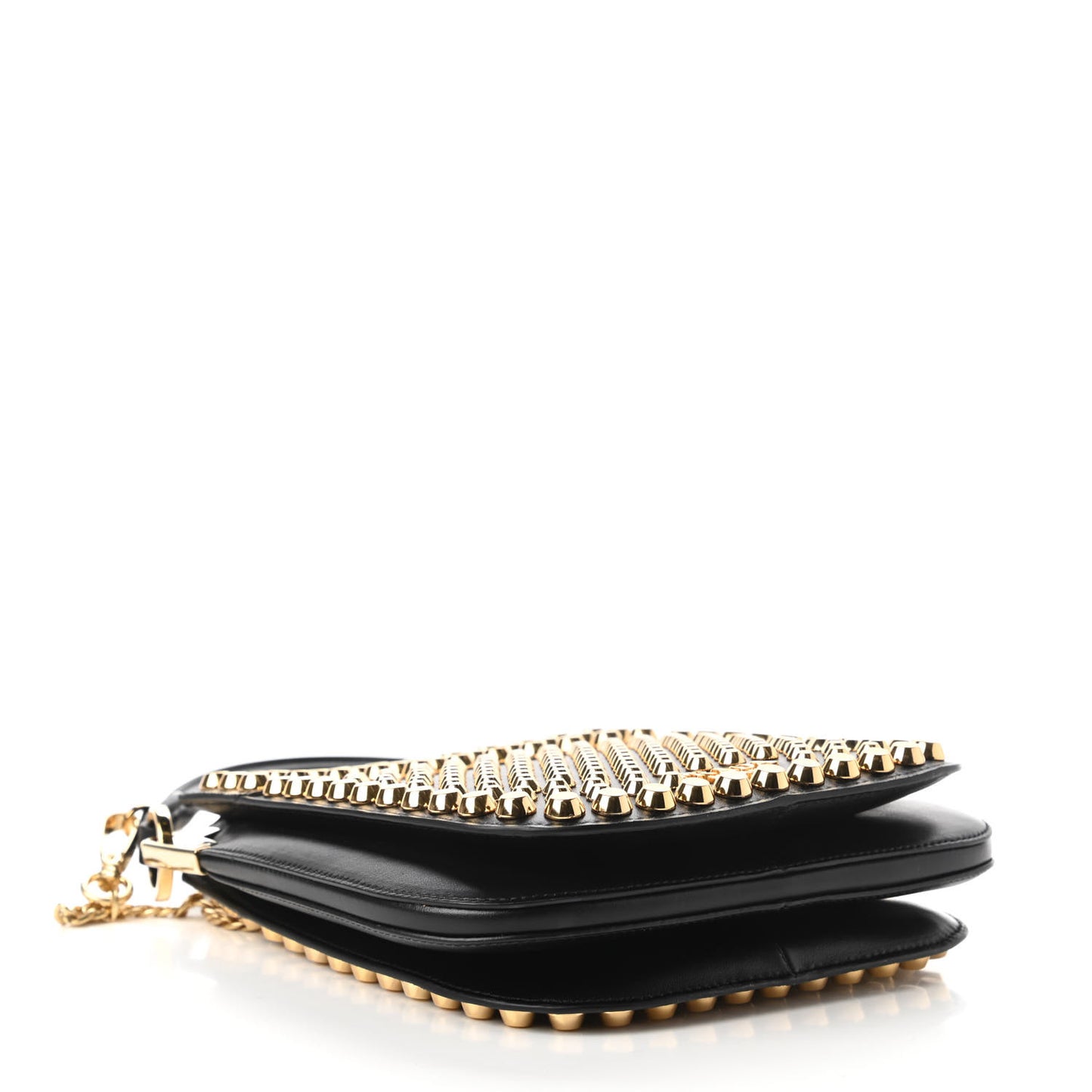 City Calfskin Lucer Studded Small Margit Bag Black Roccia