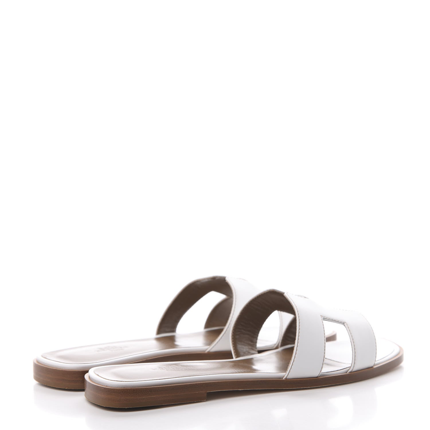Hermes Box Calfskin Oran Sandals 38 White 4 of 7