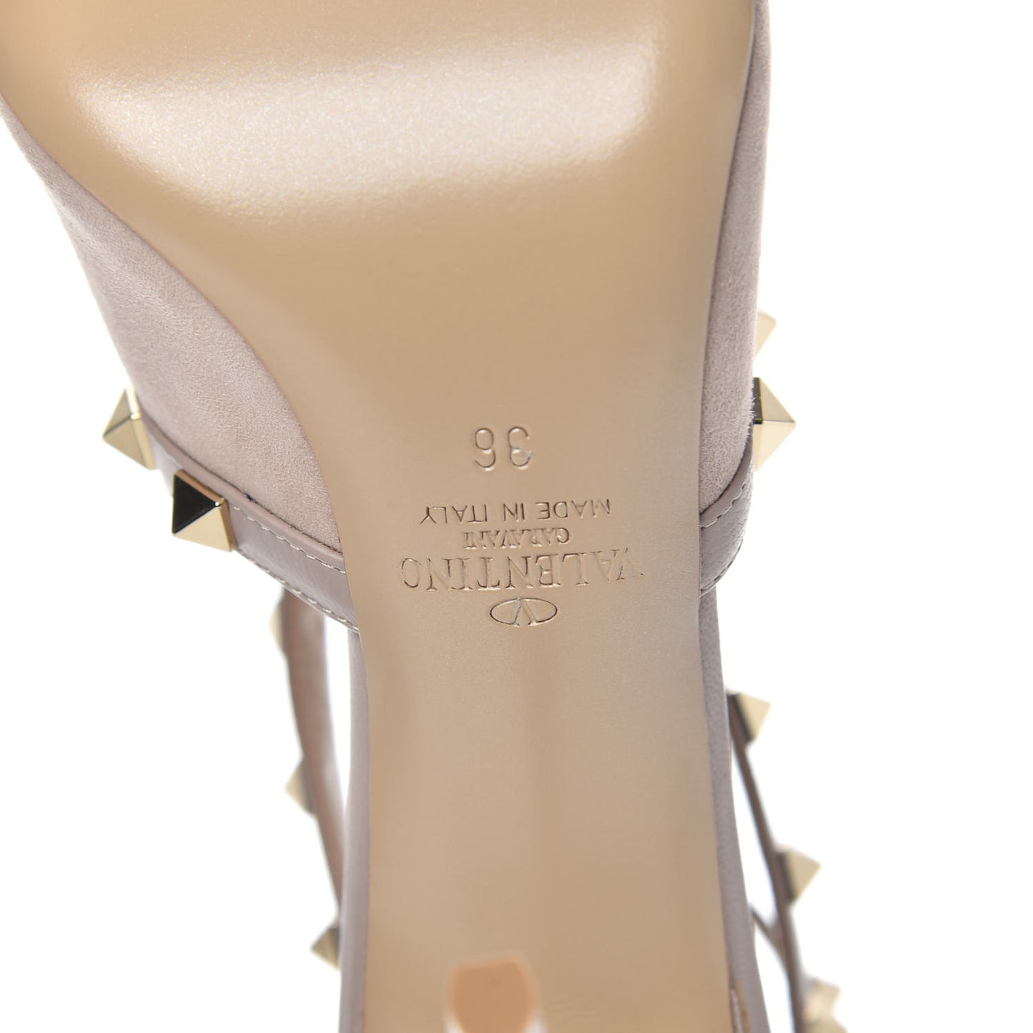 Suede Rockstud Peep Toe Ankle Strap 105mm Sandals 36 Poudre