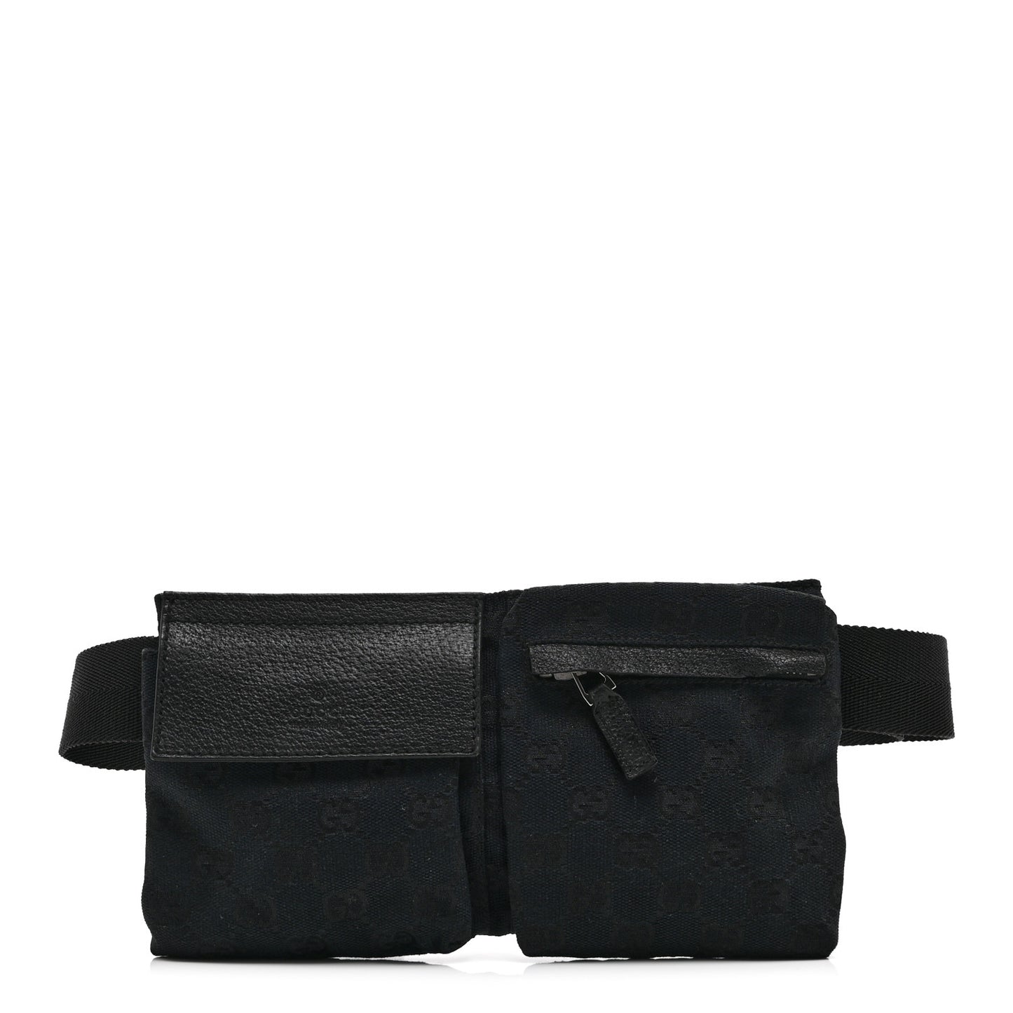 GG Monogram Double Pocket Belt Bag Black