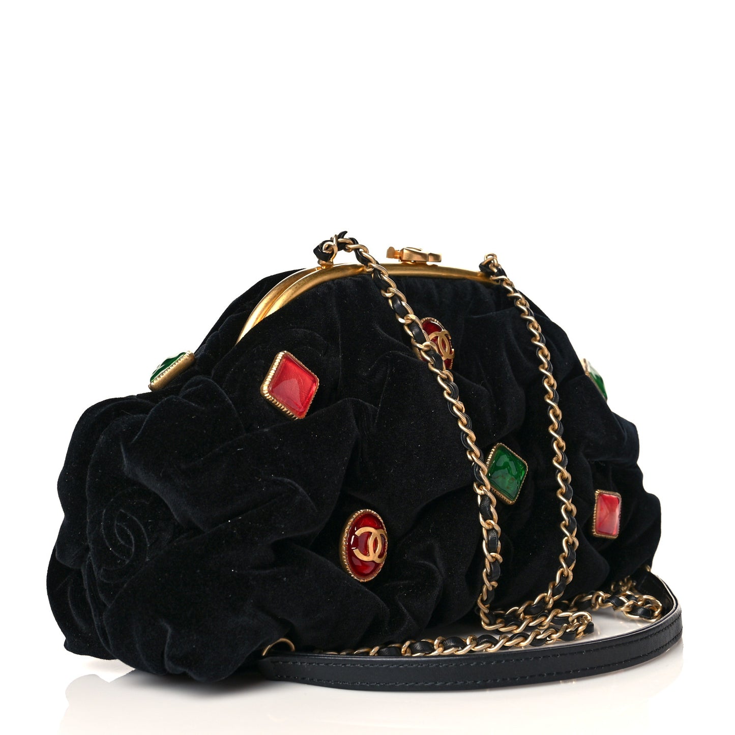 Resin Velvet Kiss Lock Clutch Black