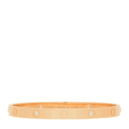 Cartier 18K Yellow Gold 4 Diamond LOVE Bracelet 19 3 of 6