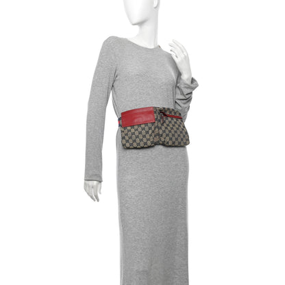 Gucci GG Monogram Web Double Pocket Belt Bag Navy Red 2 of 18