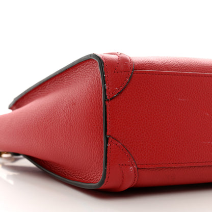 Celine Drummed Calfskin Nano Luggage Coquelicot 8 of 12