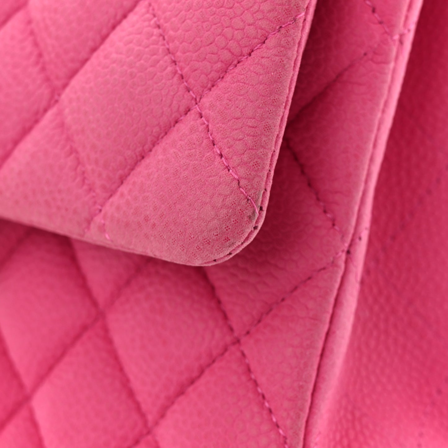 Iridescent Caviar Quilted Medium Double Flap Pink