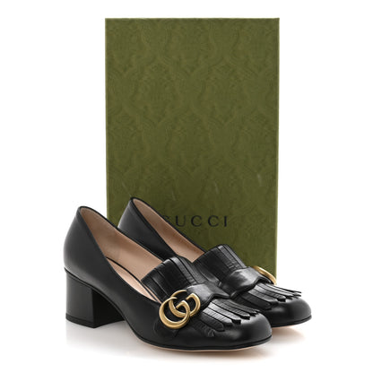 Gucci Malaga Kid GG Marmont Fringe 50mm Loafer Pumps 37 Black 10 of 10