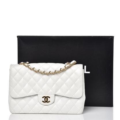 Chanel Caviar Quilted Jumbo Single Flap White 7 of 11