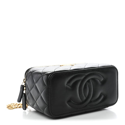 Chanel Lambskin Quilted Small Pillow Crush Vanity Case With Chain Black 4 of 12
