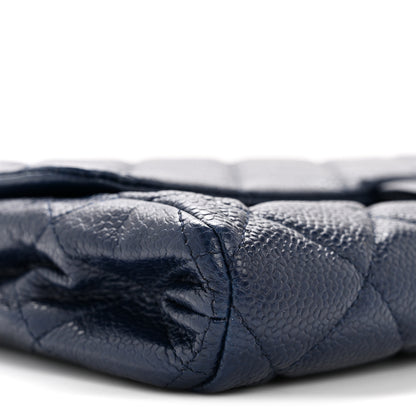Chanel Caviar Quilted Clutch With Chain Flap Navy Blue 9 of 13