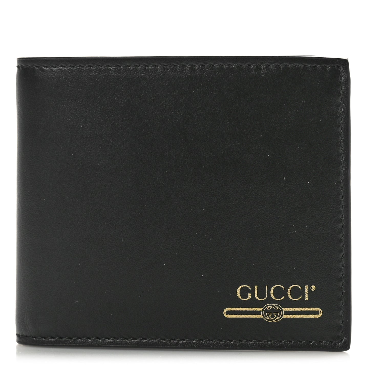 Plutone Calfskin Logo Bi-Fold Wallet Black